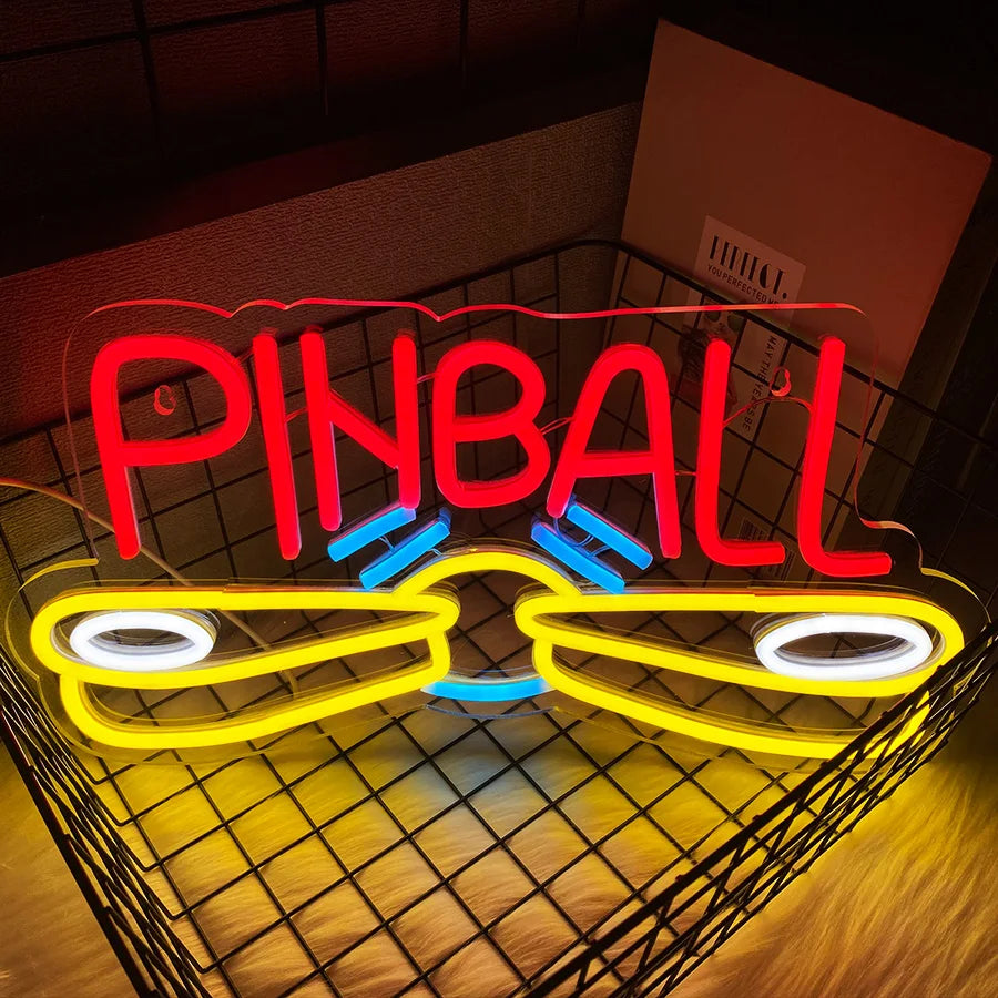 Pinball Neon Sign USB Powered for Wall Decor,LED Light Up Sign for Game Room Club Man Cave Neon Signs Decor Birthday Party Gift