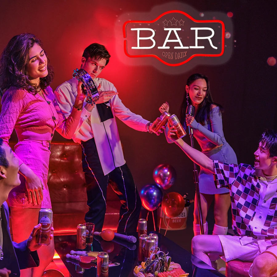 Bar Open Daily Neon Sign For Wall Decor,Light Up Sign For Home Bar,Club,Party,Man Cave,Restaurant Decor,Gift For Bar Enthusiasts