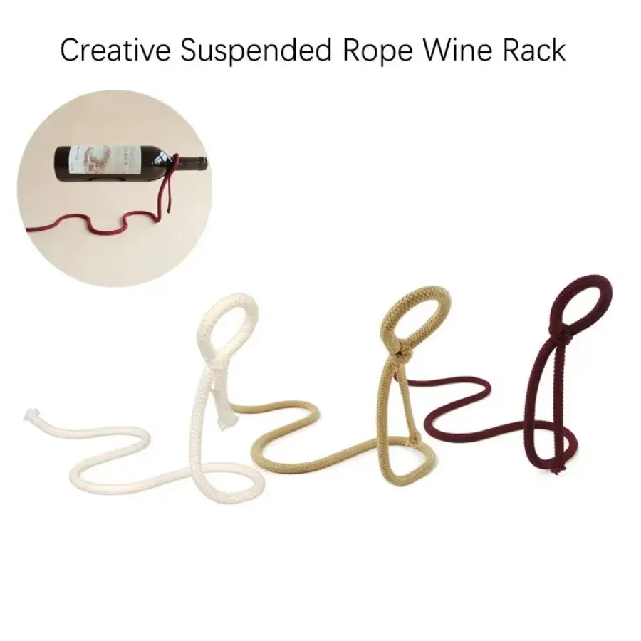 Magical Creative Craft Rope Shaped Wine Bottle Rack 3D Suspended Alcohol Bottle Holder Home Kitchen Accessories Bar Tools