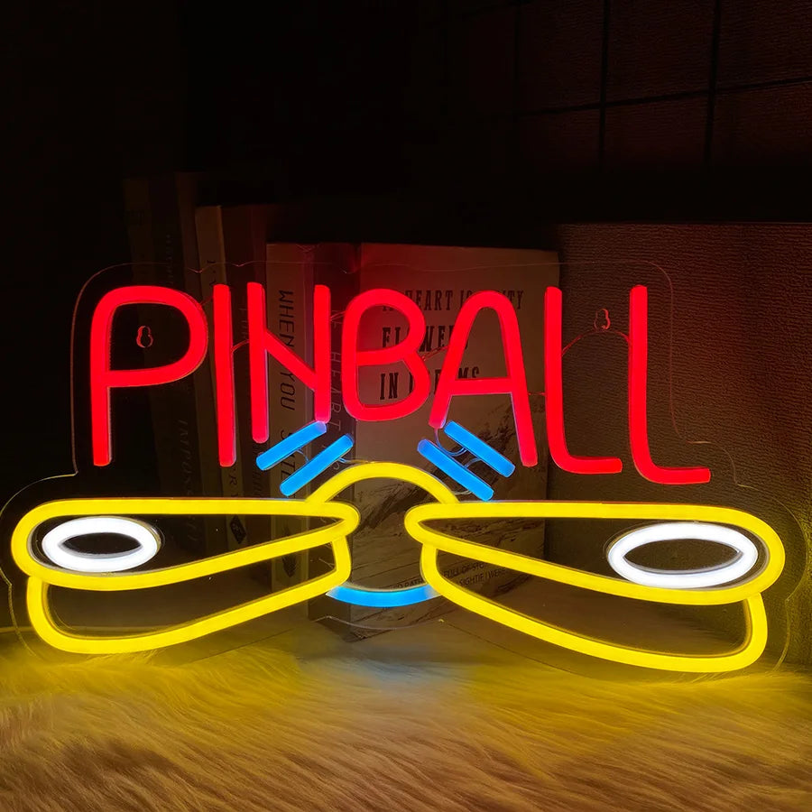 Pinball Neon Sign USB Powered for Wall Decor,LED Light Up Sign for Game Room Club Man Cave Neon Signs Decor Birthday Party Gift