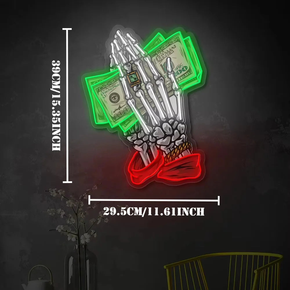 Take Money Neon Sign USB LED Neon Light Sign for Wall Decor Living Room Bedroom Man Cave Home Bar Party Decor Gift Night Light