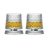 2PCS Whiskey Glasses Rotating Whisky Glass With Glass Base 360 Rotate Degrees Crystal Rum Glass For Cocktail Party Drinking Gift