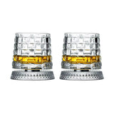 2PCS Whiskey Glasses Rotating Whisky Glass With Glass Base 360 Rotate Degrees Crystal Rum Glass For Cocktail Party Drinking Gift