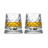 2PCS Whiskey Glasses Rotating Whisky Glass With Glass Base 360 Rotate Degrees Crystal Rum Glass For Cocktail Party Drinking Gift