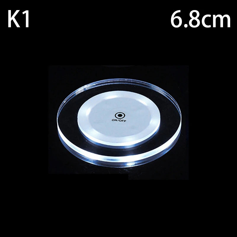 Transparent LED Glow Coaster Bar Nightclub Colorful Waterproof Acrylic Crystal Usb Charging Atmosphere Base Light Cup Mats