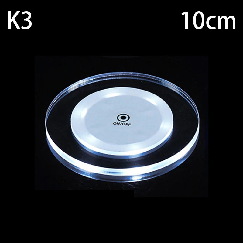 Transparent LED Glow Coaster Bar Nightclub Colorful Waterproof Acrylic Crystal Usb Charging Atmosphere Base Light Cup Mats
