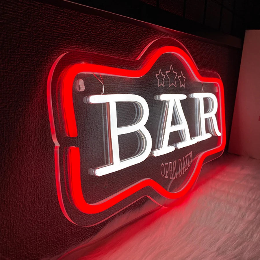 Bar Open Daily Neon Sign For Wall Decor,Light Up Sign For Home Bar,Club,Party,Man Cave,Restaurant Decor,Gift For Bar Enthusiasts