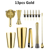 Cocktail Shaker Bar Set: 2 Weighted Boston Shakers,Cocktail Strainer Set,Jigger,Muddler and Spoon, Ice Tong and 2 Bottle Pourer