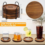 Wood Coasters for Drinks Absorbent Wooden Coasters with Holder for Table Protection Drink Coasters for Farmhouse Office Bar