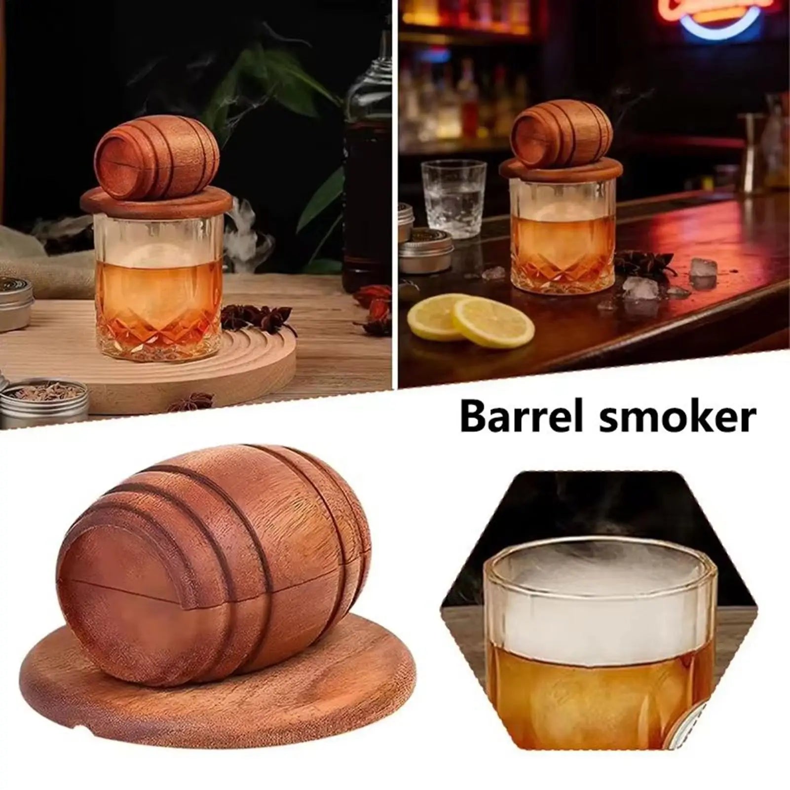 Wooden Whiskey Cocktail Smoker Whiskey Smoker Spirits Infuser Bar Tool for Men Dad Husband Father Boyfriend Him Family Friends
