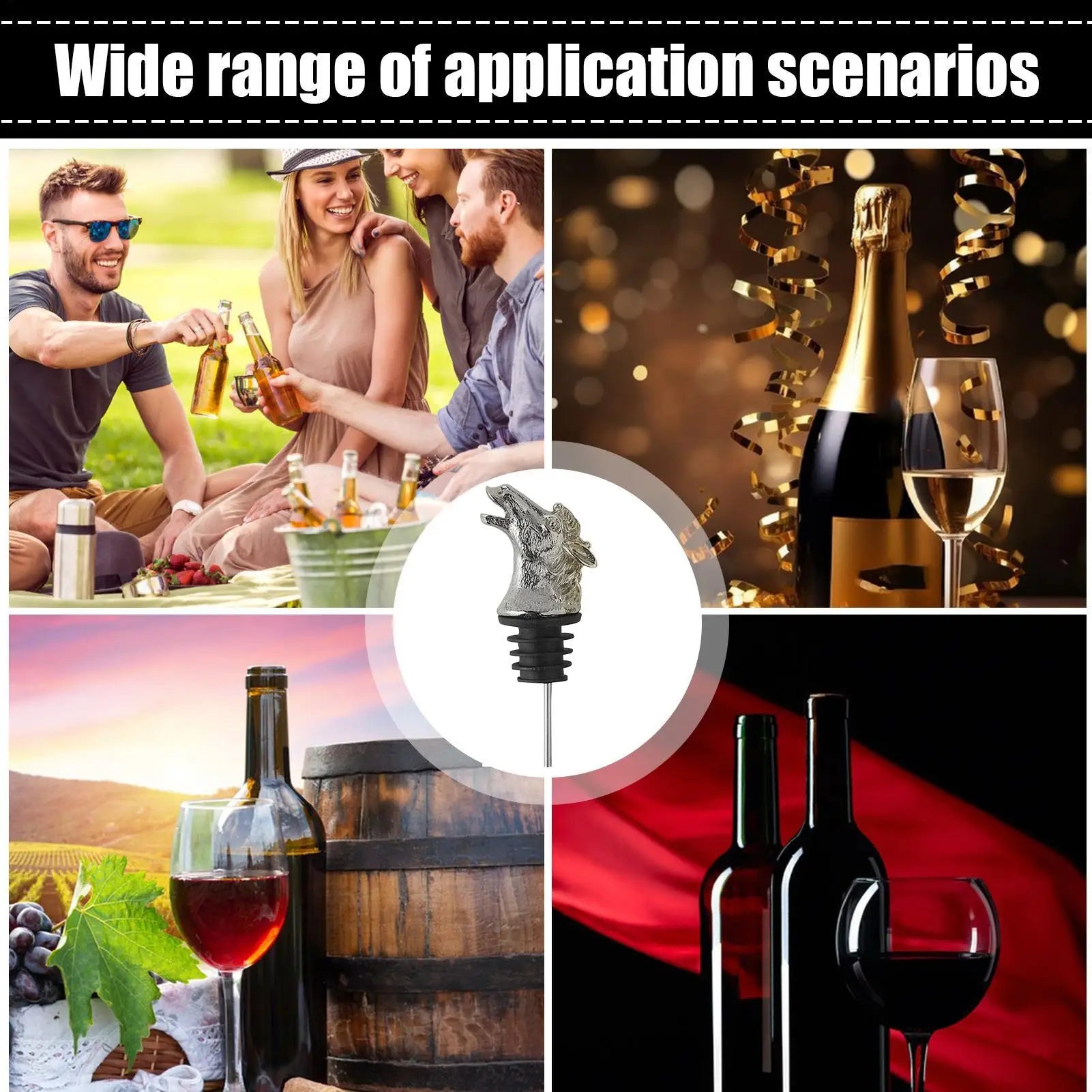 Liquor Bottle Pourers Year Of The Horse Red Wine Pourer Alcohol Stopper Home Bar Accessories For Dad Men Vodka Whisky Cocktail