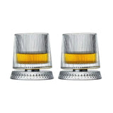 2PCS Whiskey Glasses Rotating Whisky Glass With Glass Base 360 Rotate Degrees Crystal Rum Glass For Cocktail Party Drinking Gift