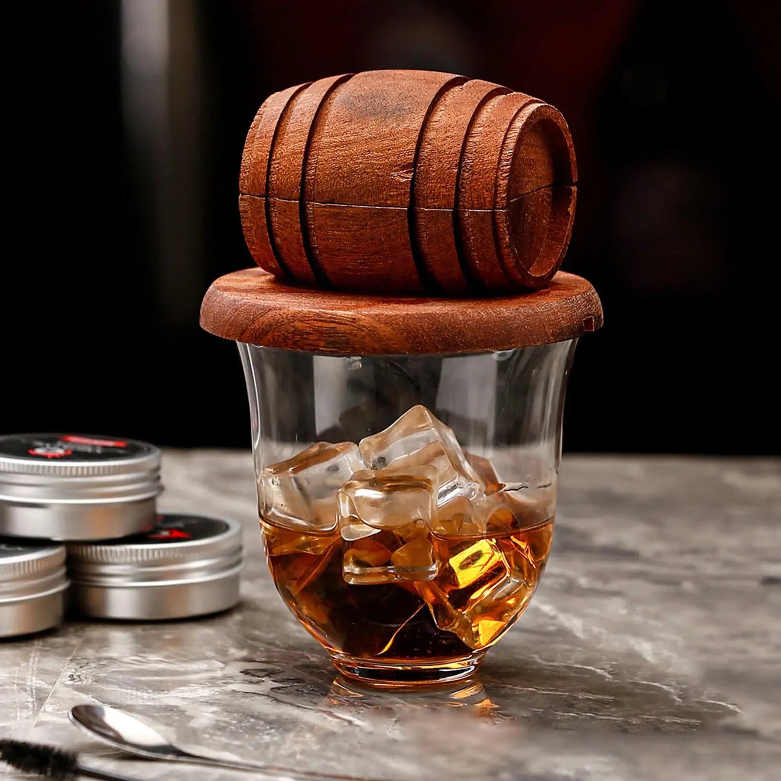Wooden Whiskey Cocktail Smoker Whiskey Smoker Spirits Infuser Bar Tool for Men Dad Husband Father Boyfriend Him Family Friends