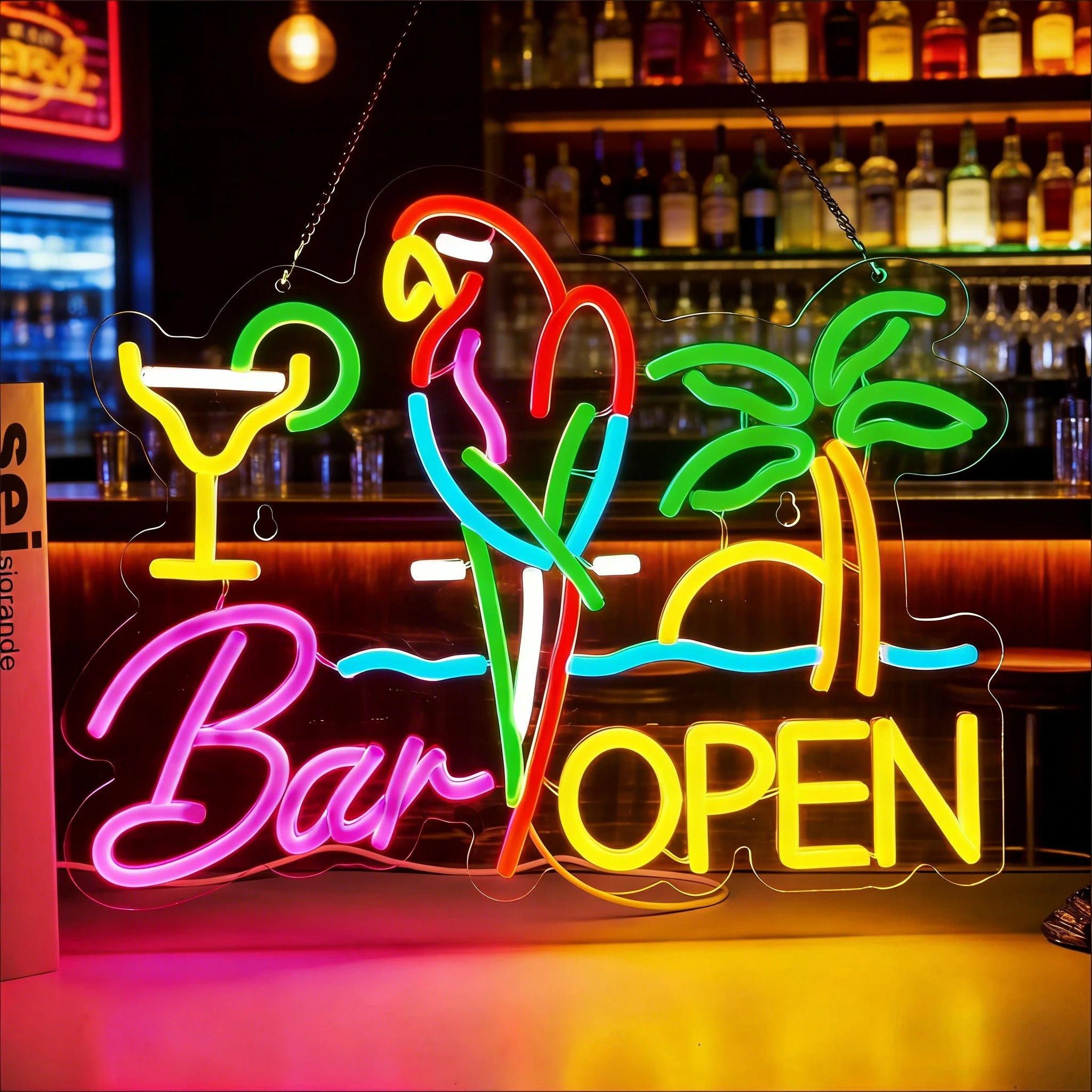 Bar Open Neon Sign USB Dimmable LED Neon Light or Pub Party Man Cave Room Restaurant Business Party Art Decor Gift Light Up Sign