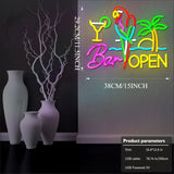 Bar Open Neon Sign USB Dimmable LED Neon Light or Pub Party Man Cave Room Restaurant Business Party Art Decor Gift Light Up Sign