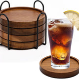 Wood Coasters for Drinks Absorbent Wooden Coasters with Holder for Table Protection Drink Coasters for Farmhouse Office Bar