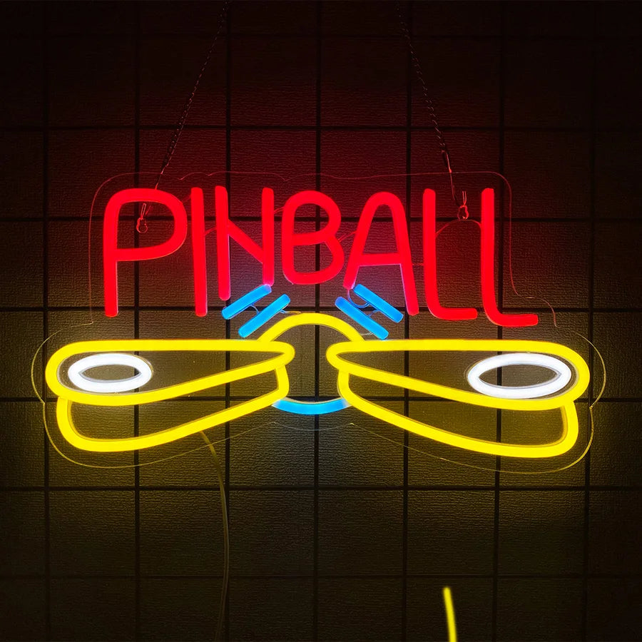 Pinball Neon Sign USB Powered for Wall Decor,LED Light Up Sign for Game Room Club Man Cave Neon Signs Decor Birthday Party Gift