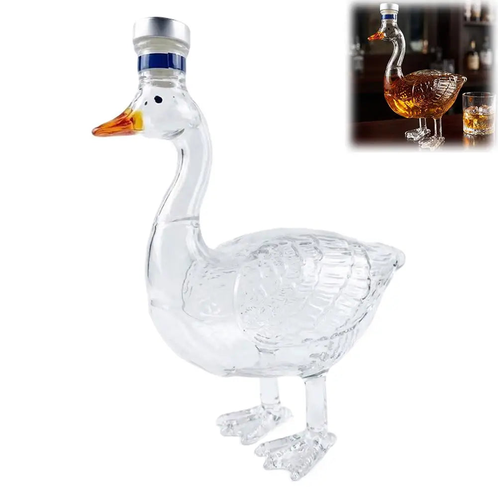 Goose Shaped Glass Whiskey Bottle Creative Decanter for Alcohol Liquor Wine Beverage Decorative Craft Home Bar Accessories Gift